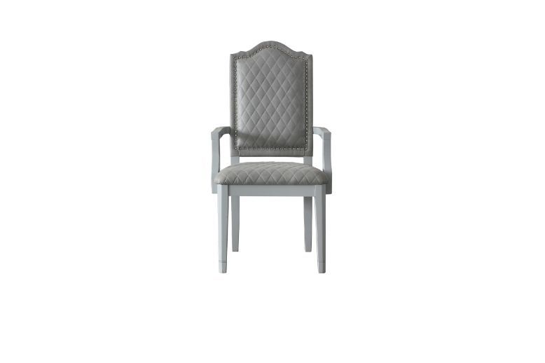 House Marchese - Arm Chair (Set of 2) - Two Tone Gray Fabric & Pearl Gray, alternate view 9 with wood construction