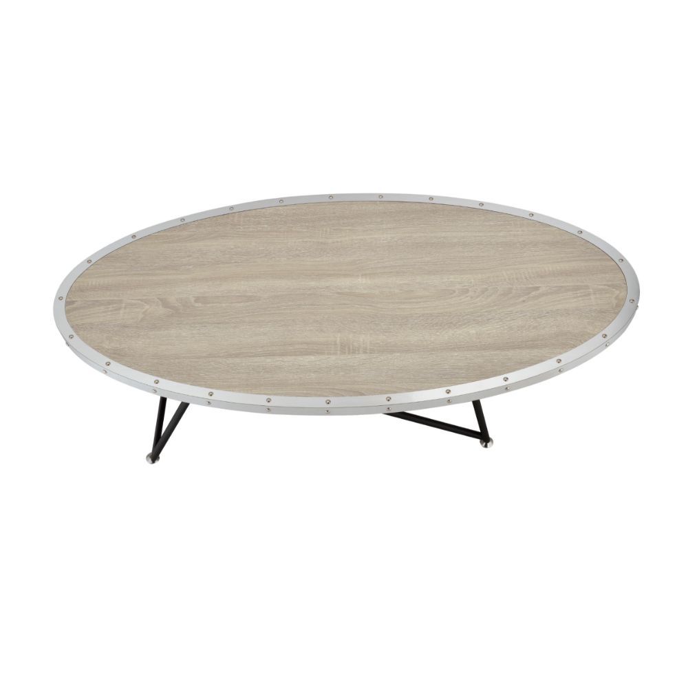Allis - Coffee Table - Weathered Gray Oak & Metal, alternate view 4 with wood construction