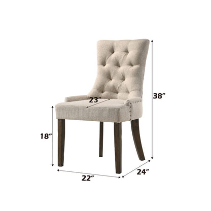 Yotam - Side Chair (Set of 2) - Beige Fabric & Salvaged Oak, alternate view 8 with wood construction
