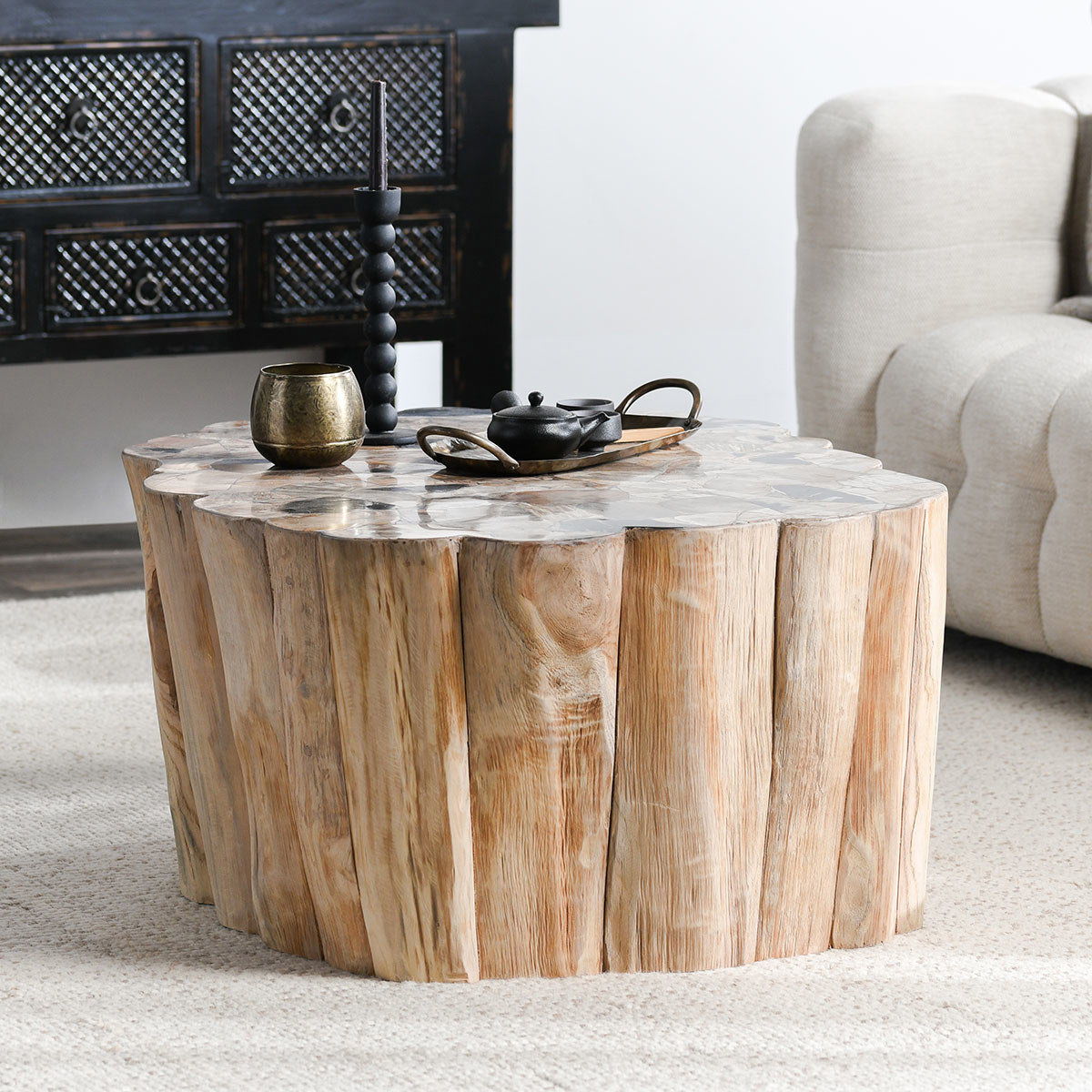 Norwest - Petrified Wood Coffee Table - Natural, alternate view 8 with stone