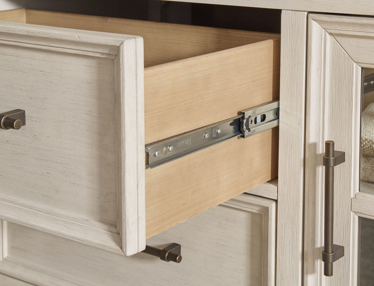 Shaybrock - Dresser And Mirror - Antique White / Brown, alternate view 8 with wood construction