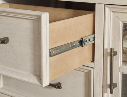 Shaybrock - Dresser And Mirror - Antique White / Brown, alternate view 8 with wood construction