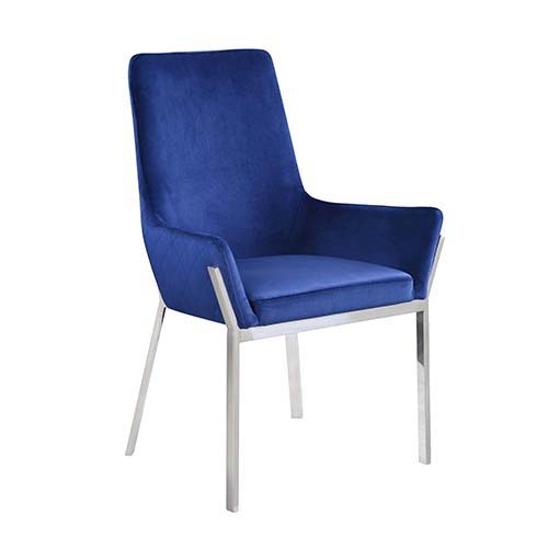 Cambrie - Side Chair (Set of 2) - Blue Velvet & Mirrored Silver, alternate view 5 with marble