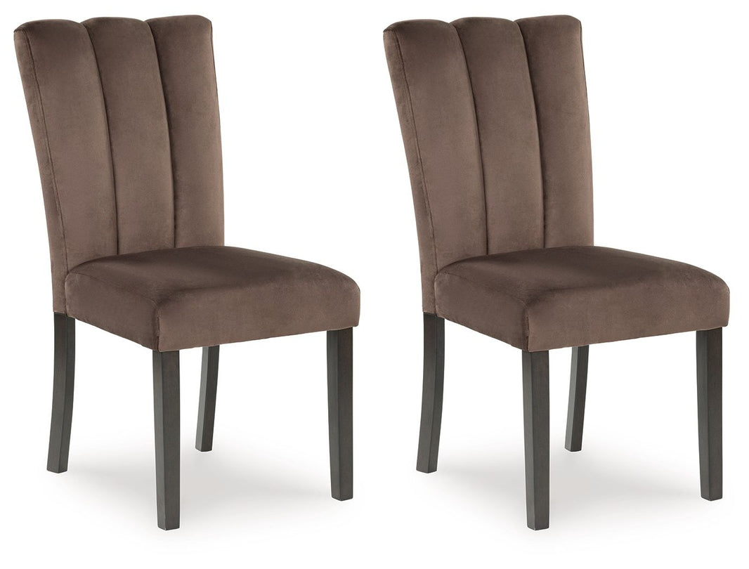 Jeshina - Dining Upholstered Side Chair (Set of 2) - Mocha, product view with velvet upholstery