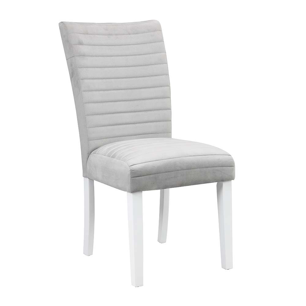 Elizaveta - Side Chair (Set of 2) - Gray Velvet &White High Gloss, alternate view 7