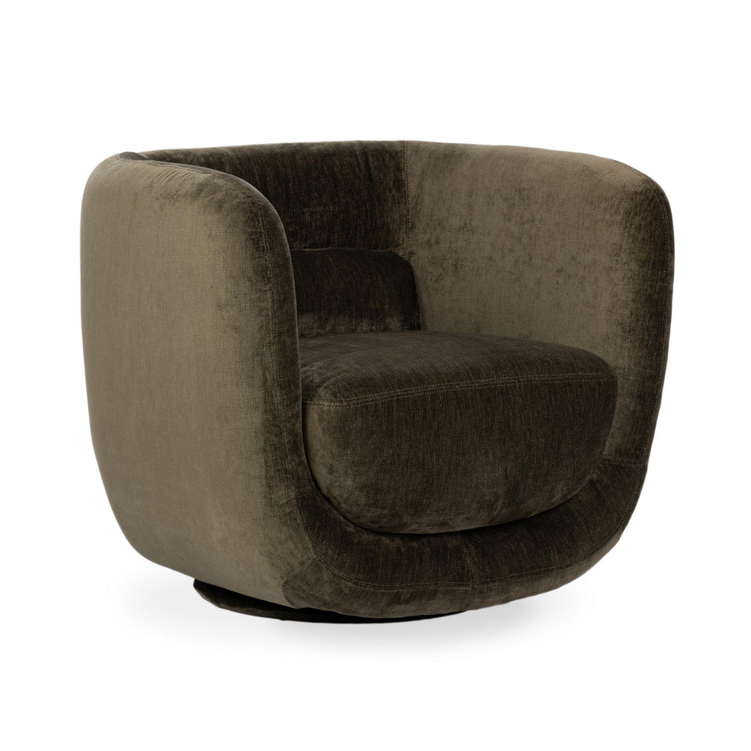 Nico - Upholstered Swivel Chair - Olive Green, product view with polyester fabric