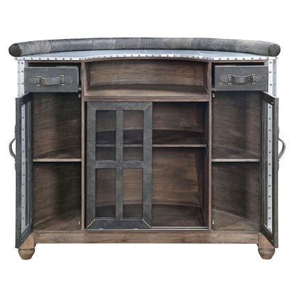 Rahma - Bar Table - Antique Ebony Top Grain Leather & Aluminum, alternate view 9 with wood construction