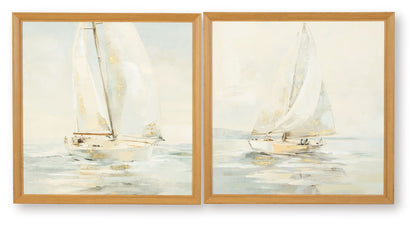Winbrook - Wall Art Set (Set of 2) - Gray / Tan / Gold Finish