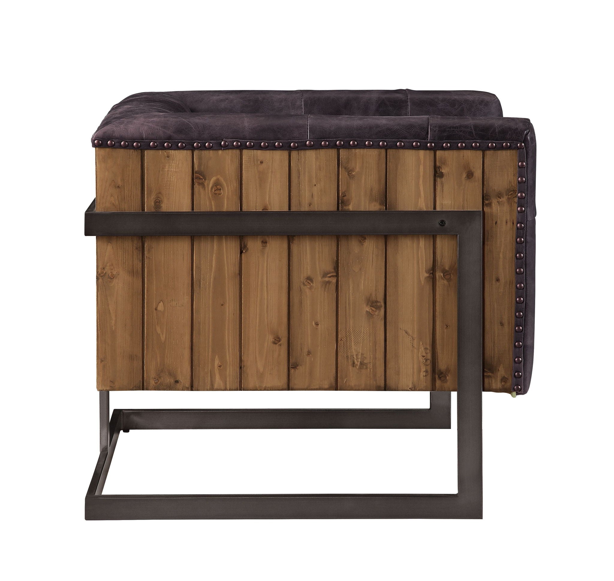 Sagat - Accent Chair - Antique Ebony Top Grain Leather & Rustic Oak, alternate view 7 with wood construction