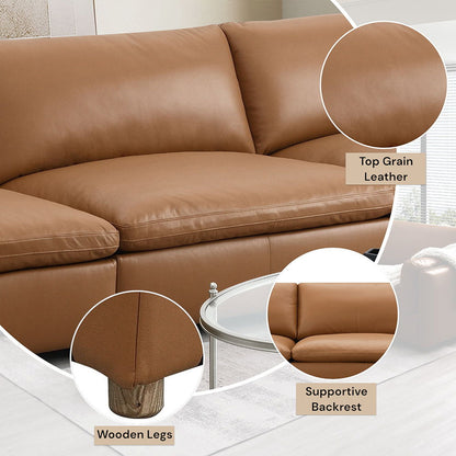 Brighton - Modular Armless Chair - Brown Top Grain Leather, alternate view 7