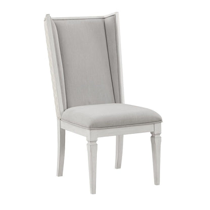 Katia - Hostess Chair (Set of 2) - Light Gray Linen & Weathered White, alternate view 8 with leather upholstery