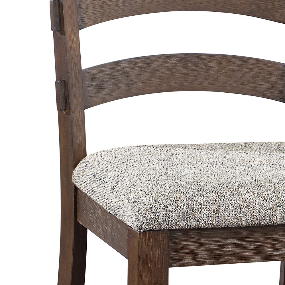 Pascaline - Side Chair (Set of 2) - Gray Fabric, Rustic Brown & Oak, alternate view 9 with wood construction