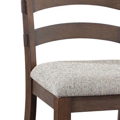 Pascaline - Side Chair (Set of 2) - Gray Fabric, Rustic Brown & Oak, alternate view 9 with wood construction