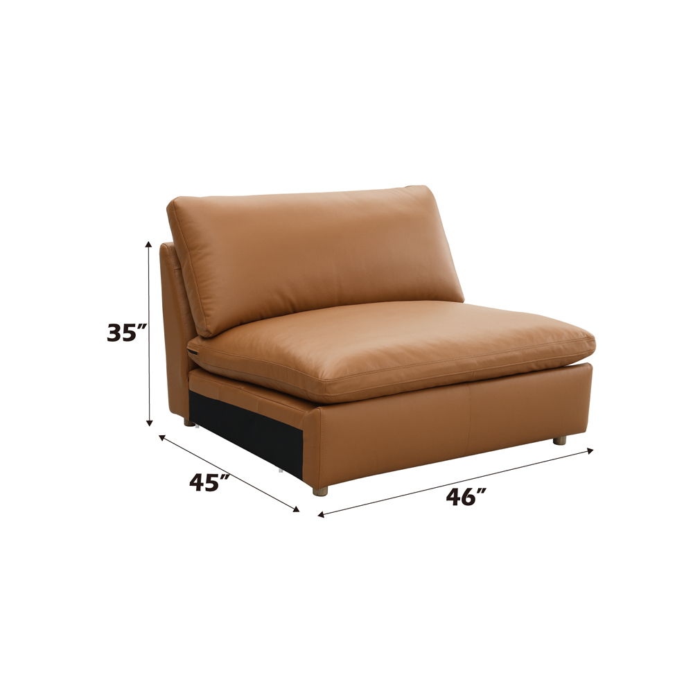 Brighton - Modular Armless Chair - Brown Top Grain Leather, alternate view 8