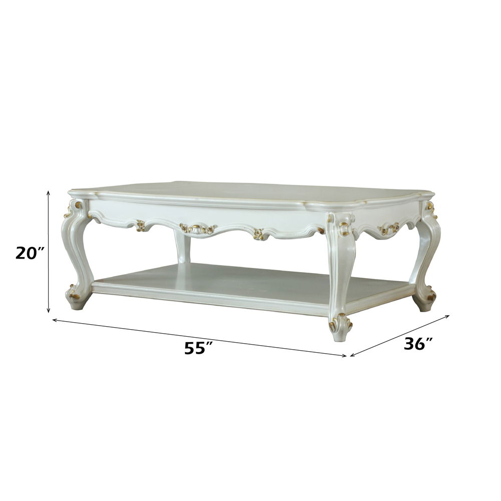Picardy II - Coffee Table - Antique Pearl, alternate view 2 with solid wood