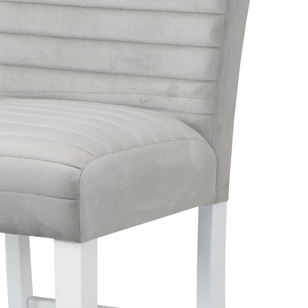 Elizaveta - Counter Height Chair (Set of 2) - Gray Velvet &White High Gloss, alternate view 8