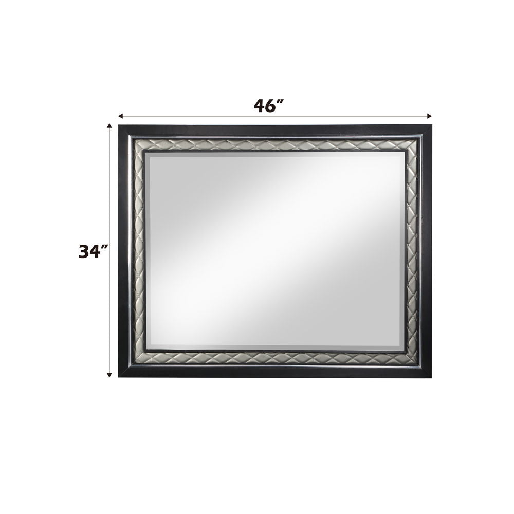 Nicola - Mirror - Silver Synthetic Leather & Black, alternate view 6