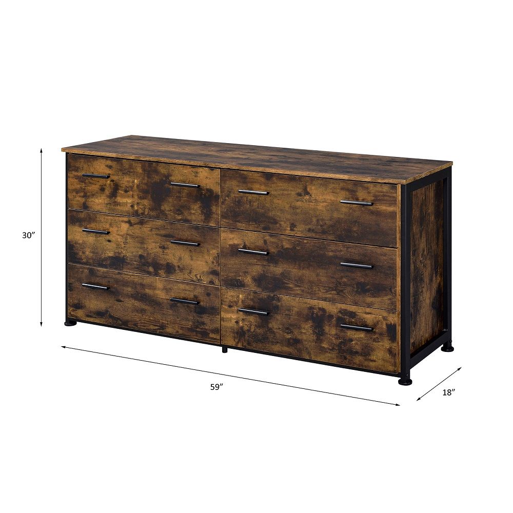 Juvanth - Dresser - Rustic Oak & Black, alternate view 7 with wood construction