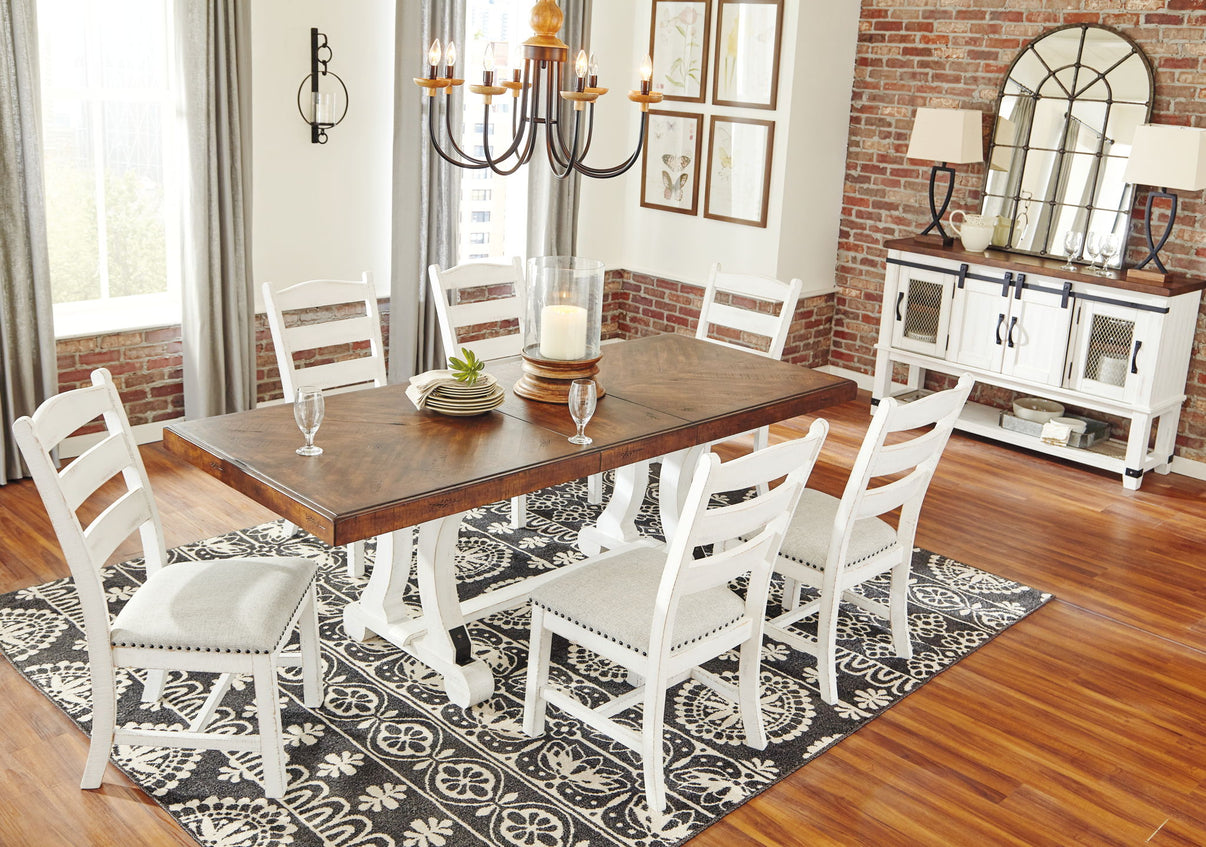 Valebeck - Rectangular Dining Room Table - White / Brown, alternate view 9 with engineered wood