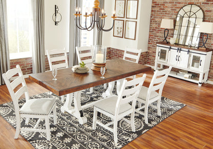 Valebeck - Rectangular Dining Room Table - White / Brown, alternate view 9 with engineered wood