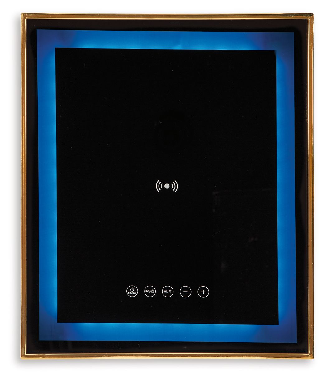 Rexwell - Accent Table With Speaker - Black / Gold Finish, alternate view 8 with polyester fabric