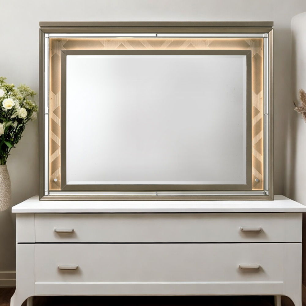 Skylar - Mirror With Led, alternate view 6 with wood construction