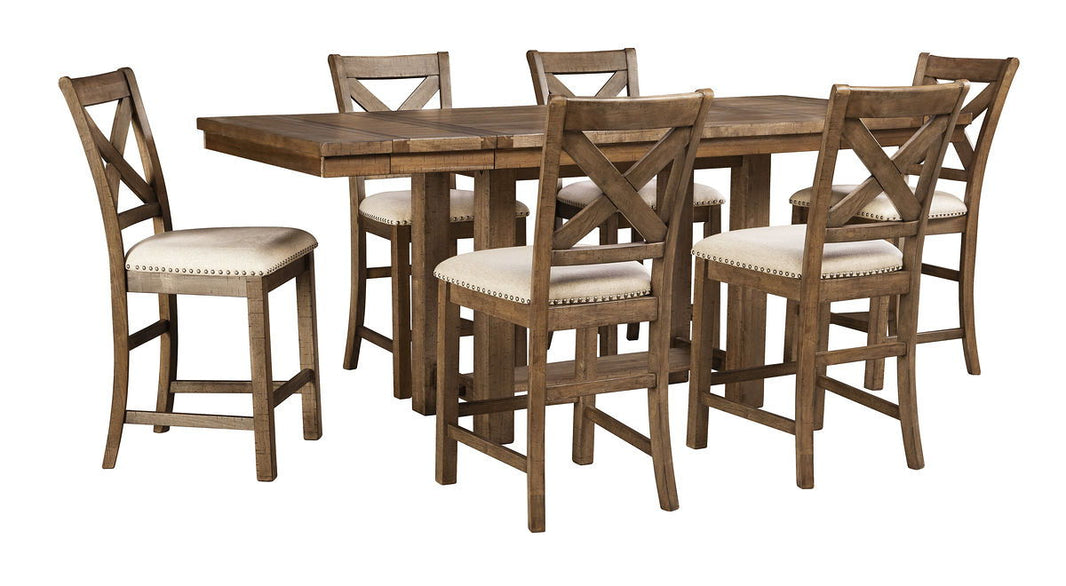 Moriville - Rectangular Dining Table Set - Counter Height, alternate view 4 with wood construction