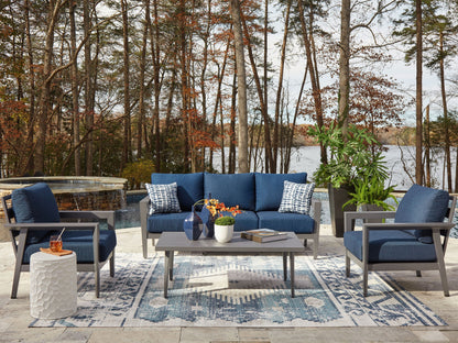 Gali - Sofa / Chairs / Table Set (Set of 4) - Gray / Blue