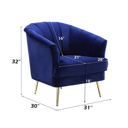 Eivor - Chair - Blue Velvet, alternate view 8 with wood construction