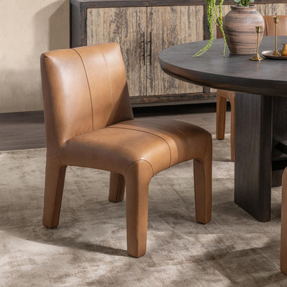 Liliana - Dining Chair - Tan, alternate view 8 with top-grain leather