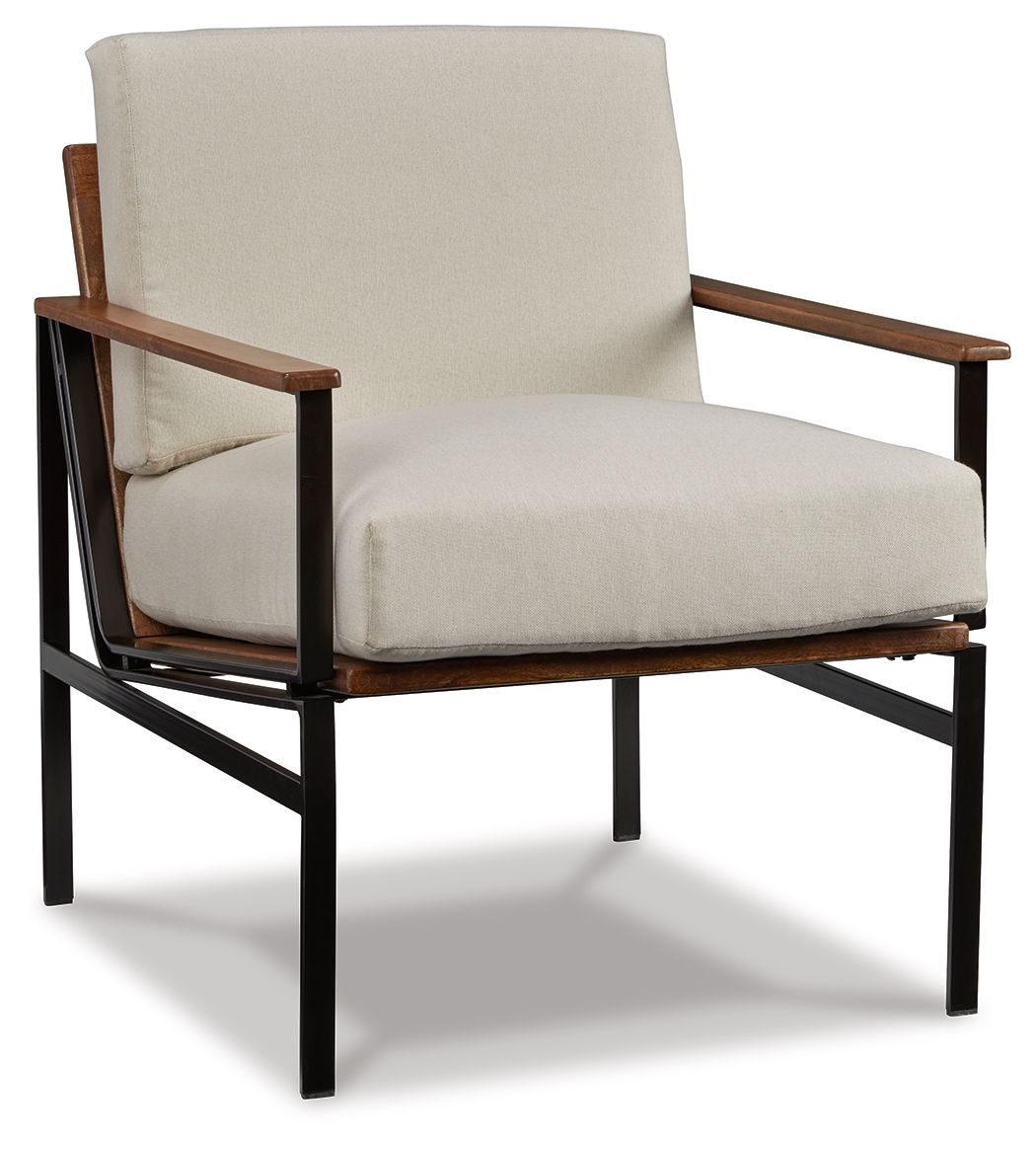 Tilden - Accent Chair - Ivory / Brown, product view with polyester fabric