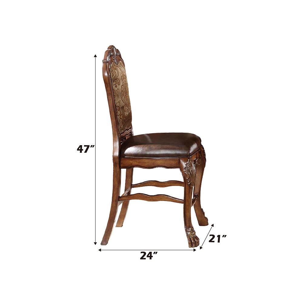 Dresden - Counter Height Chair (Set of 2) - Vintage Synthetic Leather Seat & Floral, alternate view 2 with faux leather