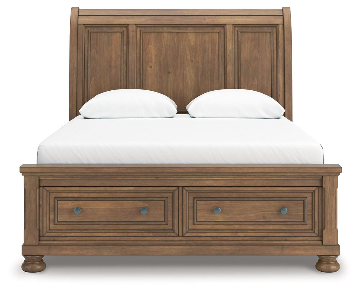 Feddinger - 3 Pc. - Queen Sleigh Storage Bed, Dresser And Mirror - Medium Brown - Signature Design by Ashley® - 6