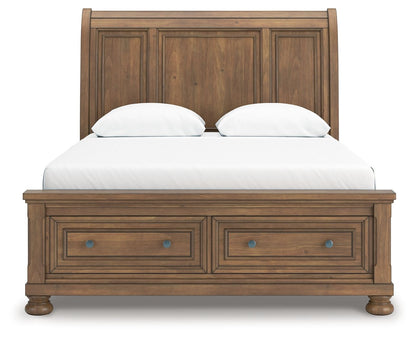 Feddinger - 3 Pc. - Queen Sleigh Storage Bed, Dresser And Mirror - Medium Brown - Signature Design by Ashley® - 6