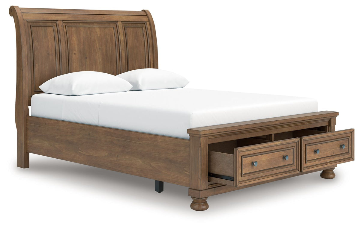 Feddinger - 3 Pc. - Queen Sleigh Storage Bed, Dresser And Mirror - Medium Brown - Signature Design by Ashley® - 5