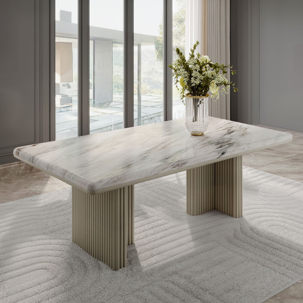 Charity - Dining Table - Natural Marble Top & Gray Oak, alternate view 7