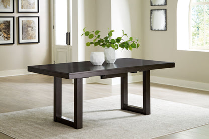Neymorton - Rectangular Dining Room Butterfly Extension Table - Dark Grayish Brown, alternate view 8 with wood construction