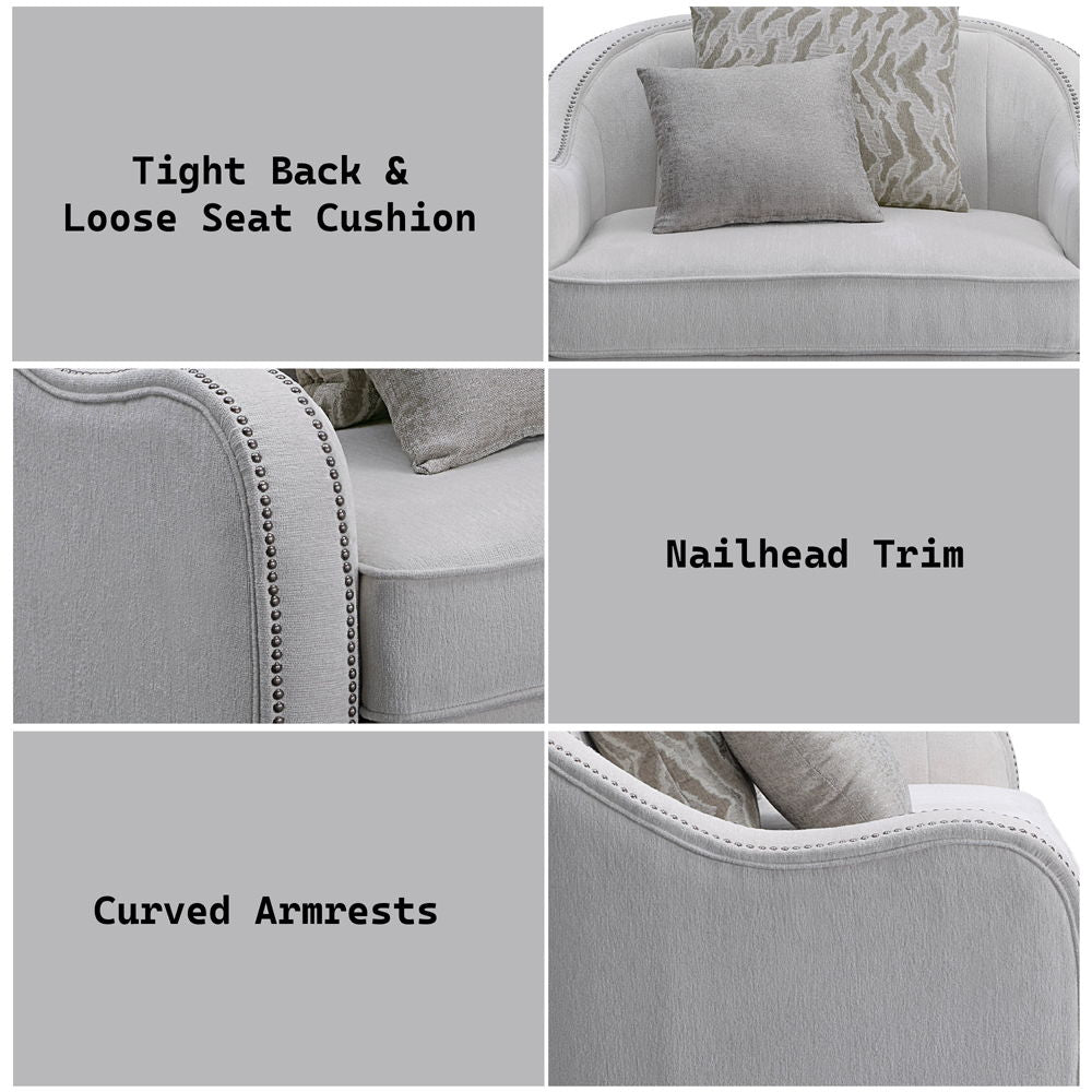 Mahler - Chair With 2 Pillows - Beige Linen, alternate view 9 with wood construction