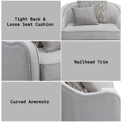 Mahler - Chair With 2 Pillows - Beige Linen, alternate view 9 with wood construction