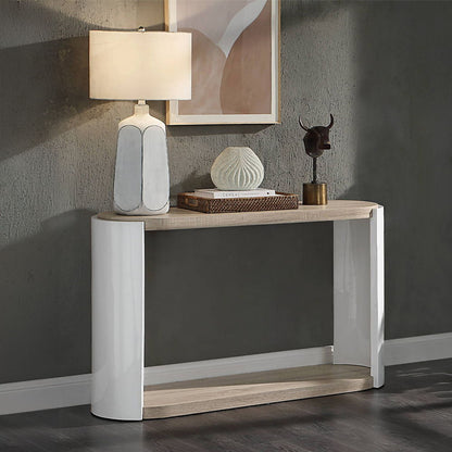 Zoma - Sofa Table - Oak & White High Gloss, alternate view 8