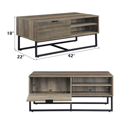 Homare - Coffee Table - Rustic Oak & Black, alternate view 8 with wood construction