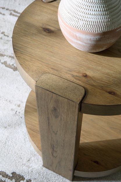 Flangren - Round End Table - Light Brown - Signature Design by Ashley® - 2