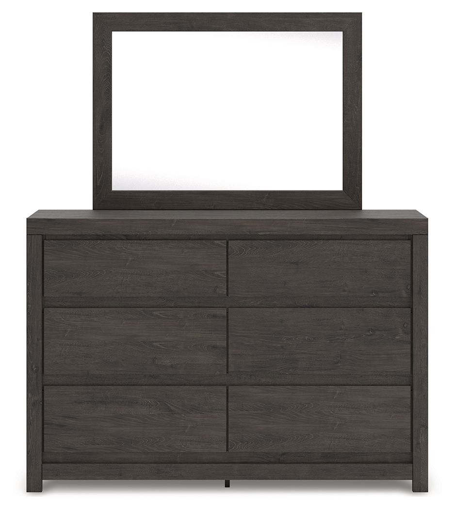 Fraluna - 3 Pc. - Queen Panel Storage Bed, Dresser And Mirror - Charcoal - Signature Design by Ashley® - 3