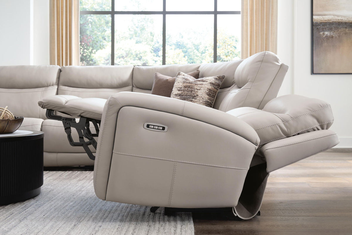 Gravier - 6-Piece Power Reclining Sectional With Storage Console - Gray - Benchcraft® - 6