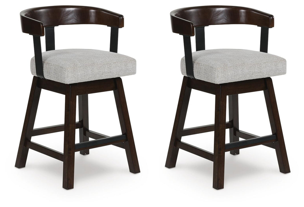 Haddigan - Upholstered Swivel Barstool (Set of 2) - Dark Brown - Signature Design by Ashley® - 1