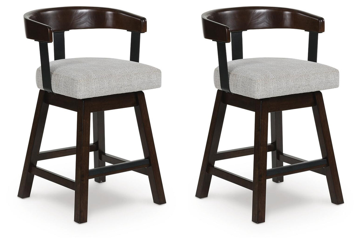 Haddigan - Upholstered Swivel Barstool (Set of 2) - Dark Brown - Signature Design by Ashley® - 1