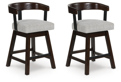 Haddigan - Upholstered Swivel Barstool (Set of 2) - Dark Brown - Signature Design by Ashley® - 1