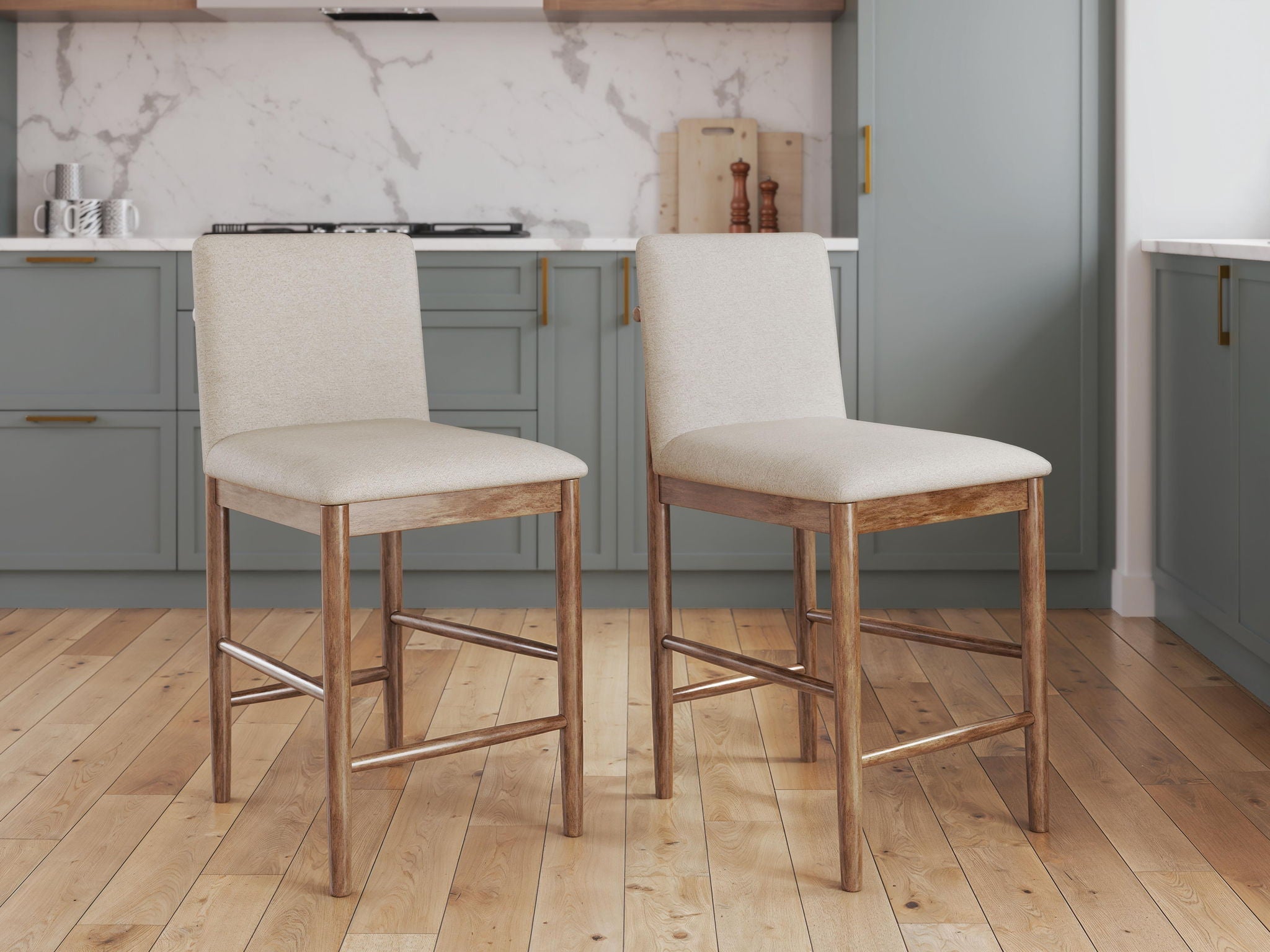 Isanti - Upholstered Barstool (Set of 2) - Light Brown - Millennium® by Ashley - 7