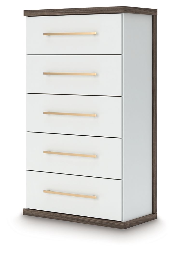 Kendanport - Five Drawer Chest - Brown / White - Signature Design by Ashley® - 2