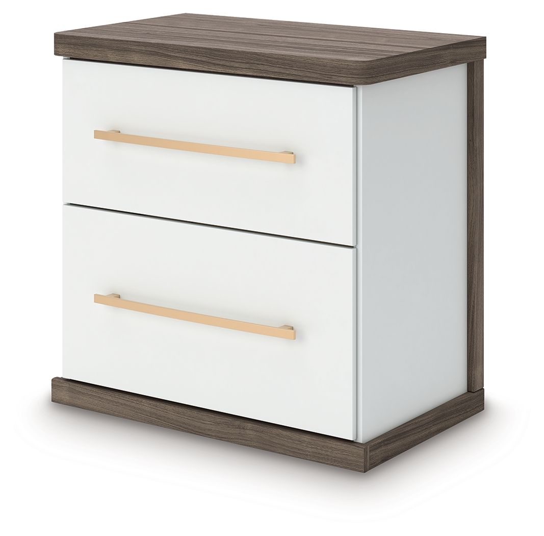 Kendanport - Two Drawer Night Stand - Brown / White - Signature Design by Ashley® - 3